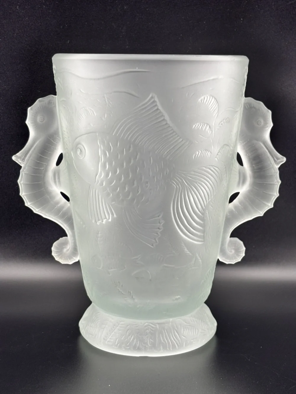 Vintage Barolac Art Deco Czech Frosted Satin Pressed Glass Vase